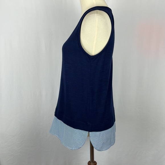 J. Crew Navy Blue Tank w/Blue & White Striped Shirt Tail and Back Keyhole - XS - Picture 4 of 12
